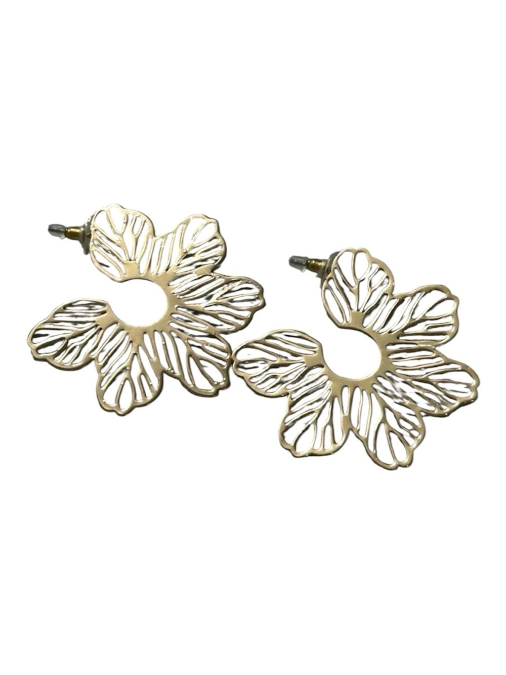 House of Harlow 1960 Gold Floral Cutout Hoop Earrings